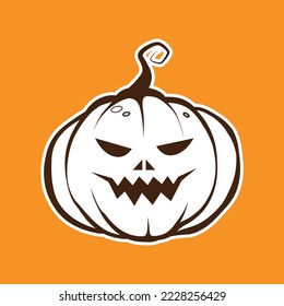 Pumpkin face card poster icon cute cartoon halloween for decoration vector illustration