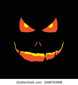 pumpkin face carving with glowing mouth nose and eyes stitched mouth looks epic on dark background. Can be used as a printable on clothing or print as a Sticker for accessories like mobile, laptop etc svg