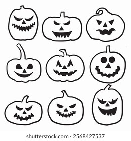 pumpkin face emotion Halloween silhouette illustration