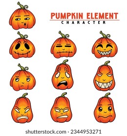 Pumpkin face expression set vector illustration for your company or brand