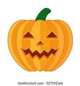 Pumpkin face flat vector halloween icon