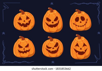 Pumpkin Face Halloween Illustration Collection