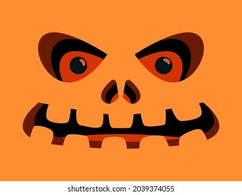 Pumpkin face. Halloween scary pumpkin face. Design for posters, banners and promotional items. Vector illustration
