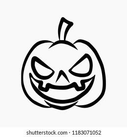 Pumpkin Face in Hand Drawing Doodle Style.