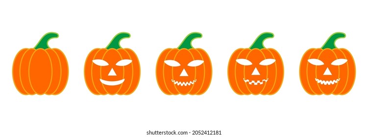 pumpkin face icon set, halloween icon set, pumpkin vectorv set sign symbol