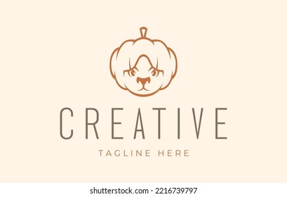 Pumpkin Face Logo Design Template