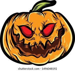 Pumpkin face monster with white background