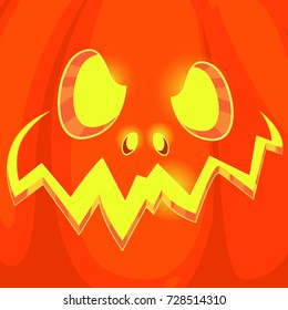 Pumpkin face on background. Pumpkin scary face halloween. Vector stock.