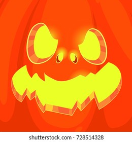 Pumpkin face on background. Pumpkin scary face halloween. Vector stock.