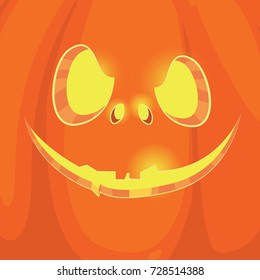 Pumpkin face on background. Pumpkin scary face halloween. Vector stock.