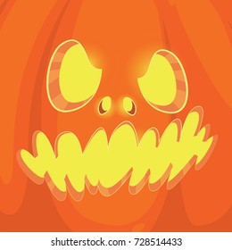 Pumpkin face on background. Pumpkin scary face halloween. Vector stock.