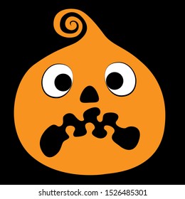 Pumpkin with face on black background. Vector illustration.
