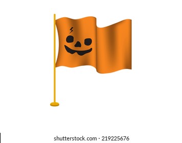 pumpkin face on the flag on the day of Halloween