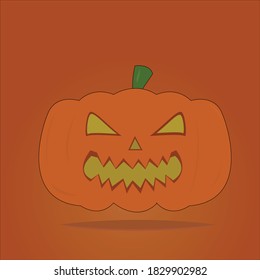 pumpkin with face on orange background