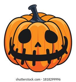 pumpkin face Orange,  pumpkin with smile for your design for the holiday Halloween. Vector illustration.