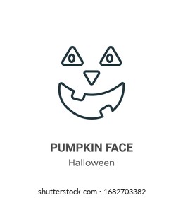 Icono vectorial del contorno de la cara de calabaza. Icono de la cara de calabaza negra en línea delgada, ilustración de elemento simple vector plano del concepto de halloween editable trazo aislado en fondo blanco