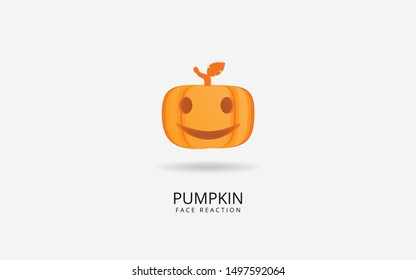 Pumpkin face reaction background, Happy halloween funy white background