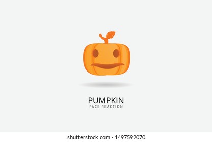 Pumpkin face reaction background, Happy halloween funy white background