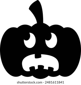 Pumpkin Face Silhouette Icon - A Classic Symbol of Autumn and Halloween Festivities