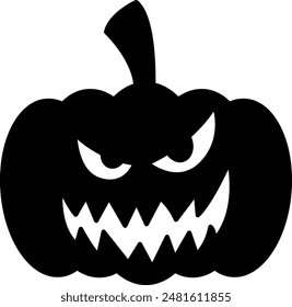 Pumpkin Face Silhouette Icon - A Classic Symbol of Autumn and Halloween Festivities