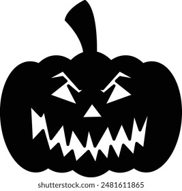 Pumpkin Face Silhouette Icon - A Classic Symbol of Autumn and Halloween Festivities