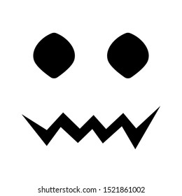 Pumpkin face silhouette icon for Halloween isolated on white background. Scary pumpkin devil smile, spooky jack o lanter. Vector illustration for any design.