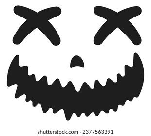 Pumpkin face silhouette isolated on white background.