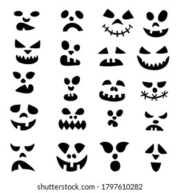 Set Halloween Scary Pumpkins Ghost Face Stock Vector (Royalty Free ...
