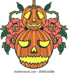 pumpkin faces halloween series print