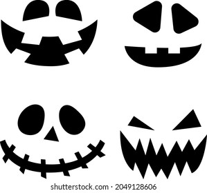 Pumpkin faces. Vector funny and scary Halloween faces.