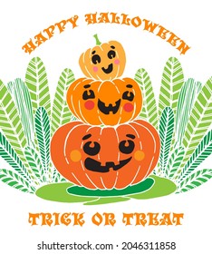 Pumpkin family vector illustration. You can use it for example for printing, design, cards, stickers, invitations,  Halloween parties and more.
