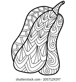 Calabaza con patrones de fantasía, página de coloreo ornamental para la ilustración vectorial de Acción de Gracias o Halloween