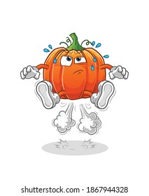  pumpkin fart jumping illustration. character vector