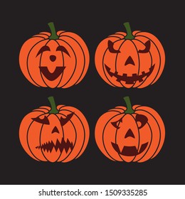 Pumpkin Fear Face For Celebration The Halloween Vector Set