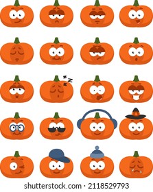 Pumpkin with feelings, illustration, vector on a white background.