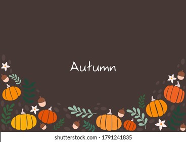 Pumpkin, fern leave, nut and flower flat design for decoration on Autumn season, Halloween and Thanksgiving festival.