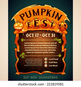 Pumpkin Fest Poster. In the EPS file, each element is grouped separately.