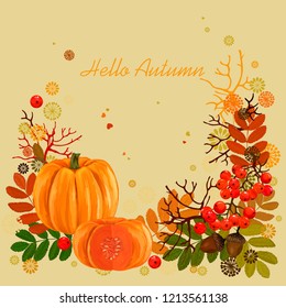 Pumpkin. Festival. Autumn motifs. Vector illustration.