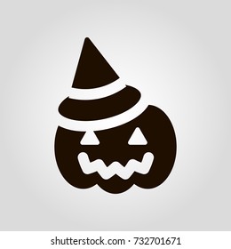 Pumpkin with festival cap on head isolated flat vector icon