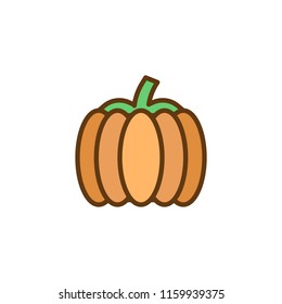 Pumpkin filled outline icon, line vector sign, linear colorful pictogram isolated on white. vegetable symbol, logo illustration. Pixel perfect vector graphics