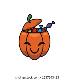 Pumpkin flat cartoon icon vector illustration logo template for many purpose.