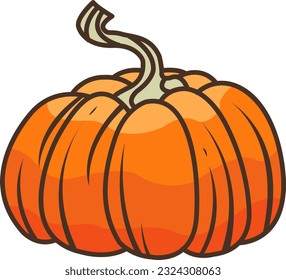 Ilustración de diseño plano de calabaza para la decoración sobre la alimentación natural, la agricultura, el festival de Halloween y la temporada de otoño.