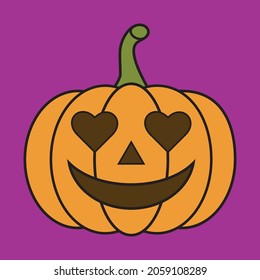 Pumpkin flat design isolated heart eye vector illustration