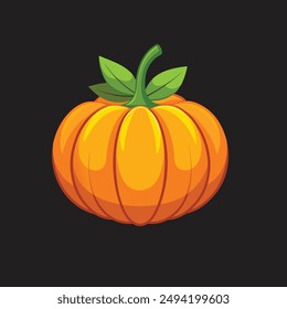 Pumpkin Flat Design and  Vegetable Icon,  illustration, traditional Halloween decorative.