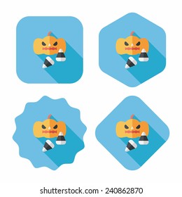 pumpkin flat icon with long shadow, eps10