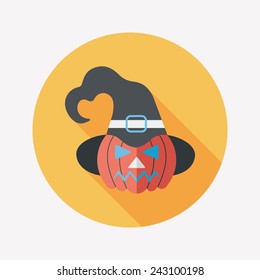 pumpkin flat icon with long shadow, eps10