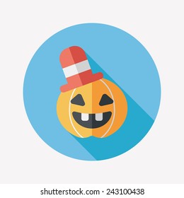 pumpkin flat icon with long shadow, eps10