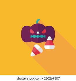 pumpkin flat icon with long shadow,eps10