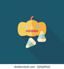 pumpkin flat icon with long shadow,eps10