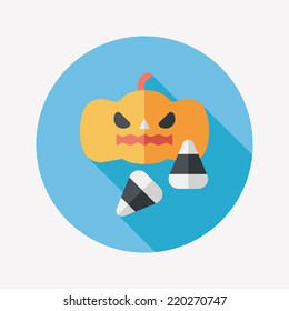 pumpkin flat icon with long shadow,eps10